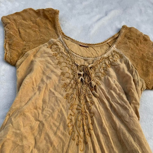 Vintage boho indie flowy fairy baby tee blouse - Picture 4 of 7